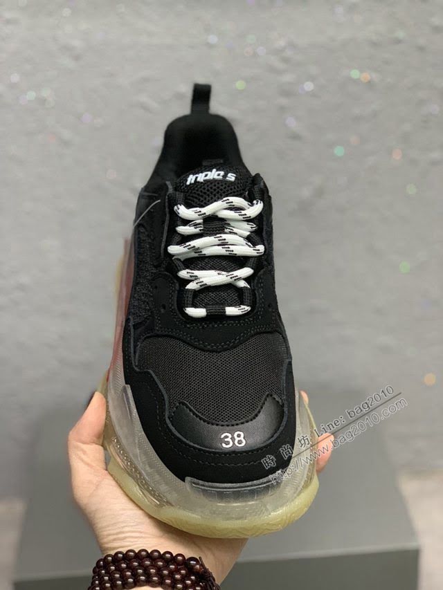 Balenciaga經典款男女鞋 巴黎世家頂級版本Triple S厚底氣墊大底LOGO老爹鞋 Balenciaga情侶款老爹鞋  hdbl1275